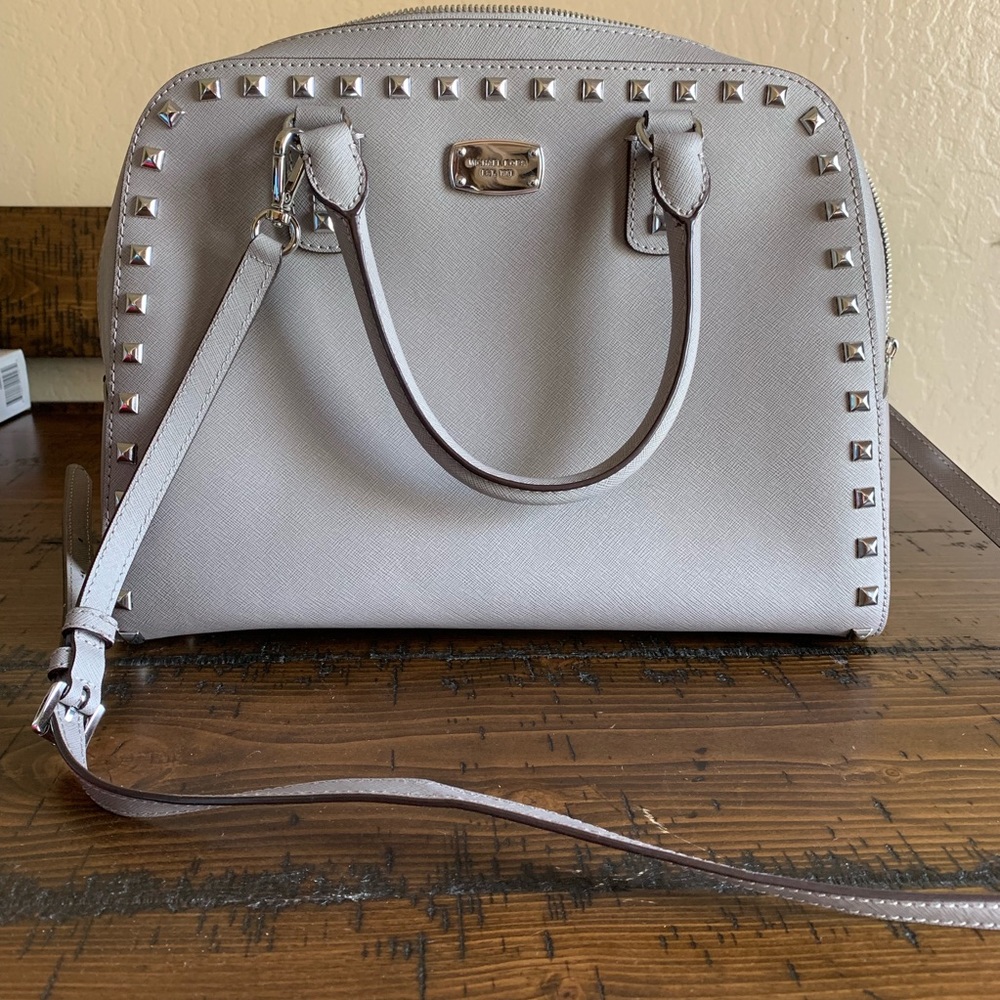 Michael Kors Saffiano Large Studded Satchel